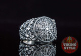Vegvísir Ring - Oak Leaves, 925 Silver