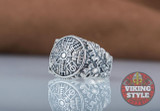 Vegvísir Ring - Oak Leaves, 925 Silver