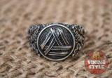 Valknut Ring II - Oak Leaves, 925 Silver