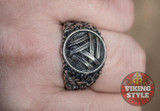 Valknut Ring II - Oak Leaves, 925 Silver