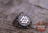 Valknut Ring - Oak Leaves, 925 Silver