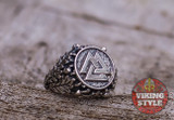 Valknut Ring - Oak Leaves, 925 Silver