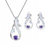 Cute Dolphin Fire Opal Necklace & Earrings Trendy Jewelry Set Cute Dolphin Fire Opal Necklace & Earrings Trendy Jewelry Set