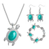 Tortoise Turtle Necklace, Bracelet & Earrings Vintage Jewelry Set