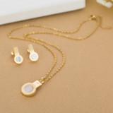 Shell Gold-Plated 316L Stainless Steel Necklace & Stud Earrings Jewelry Set Shell Gold-Plated 316L Stainless Steel Necklace & Stud Earrings Jewelry Set