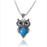 Romantic Vintage Stone Owl Necklace, Bracelet & Earrings Fashion Jewelry Set