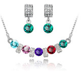 Austrian Crystal and Cubic Zirconia Necklace & Earrings Fashion Jewelry Set Austrian Crystal and Cubic Zirconia Necklace & Earrings Fashion Jewelry Set