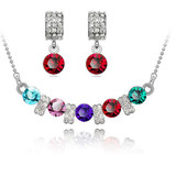 Austrian Crystal and Cubic Zirconia Necklace & Earrings Fashion Jewelry Set