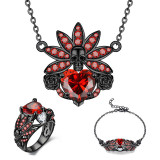 Skull, Crystal and Cubic Zirconia Necklace, Bracelet & Ring Wedding Jewelry Set