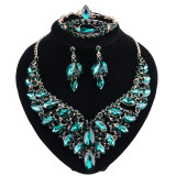 Crystal and Rhinestone Necklace, Bracelet, Earrings & Ring Wedding Statement Jewelry Set
