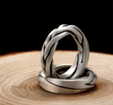 Interlaced 999 Genuine Silver Adjustable Vintage Fashion Ring