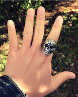 Gothic Skull Aviator Glasses 925 Sterling Silver Vintage Punk Biker Ring Gothic Skull Aviator Glasses 925 Sterling Silver Vintage Punk Biker Ring