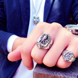 Elephant Buddha 925 Sterling Silver Vintage Punk Ring Elephant Buddha 925 Sterling Silver Vintage Punk Ring