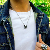 Gothic Skull 925 Sterling Silver Vintage Punk Rock Biker Pendant Necklace Gothic Skull 925 Sterling Silver Vintage Punk Rock Biker Pendant Necklace