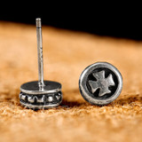 Cross 925 Sterling Silver Vintage Rock Korean Type Stud Earrings