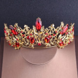 Baroque Vintage Gold Red Crystal and Rhinestone Tiara, Necklace & Earrings Wedding Jewelry Set Baroque Vintage Gold Red Crystal and Rhinestone Tiara, Necklace & Earrings Wedding Jewelry Set