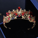 Baroque Vintage Gold-Plated Red Crystal and Rhinestone Tiara, Necklace & Earrings Jewelry Set Baroque Vintage Gold-Plated Red Crystal and Rhinestone Tiara, Necklace & Earrings Jewelry Set