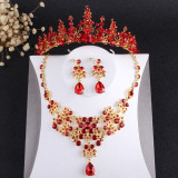 Baroque Vintage Gold, Red Crystal and Rhinestone Tiara, Necklace & Earrings Jewelry Set Baroque Vintage Gold, Red Crystal and Rhinestone Tiara, Necklace & Earrings Jewelry Set