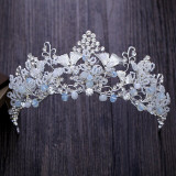 Silver-Plated Crystal, Flower and Rhinestone Tiara, Necklace & Earrings Wedding Jewelry Set