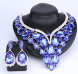 Huge Crystal Necklace & Earrings Wedding Statement Jewelry Set