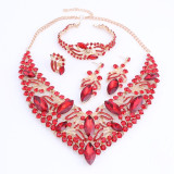 Rhinestone and Crystal Necklace, Bracelet, Earrings & Ring Wedding Jewelry Set