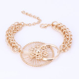 Gold-Plated Flower Necklace, Bracelet, Earrings & Ring Wedding Statement Jewelry Set