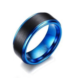 8mm Black Brushed Matte Blue Tungsten Carbide and Blue Cubic Zirconia Wedding Ring Set 8mm Black Brushed Matte Blue Tungsten Carbide and Blue Cubic Zirconia Wedding Ring Set