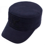 Vintage Buckled Cotton Eagle Embroidered Flat Top Snapback Army Cadet Patrol Military Cap