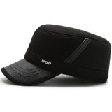 Buckled Thick Warm Solid Color Polyurethane Cotton Tweed Military Hat with Earflaps