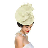 Vintage Flower Headband Sinamay Pillbox Fascinator Hat with Feathers