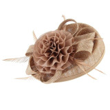 Vintage Hair Clip Flower Fascinator Hat with Feathers