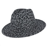 Wide Brim Leopard Wool Felt Fedora Hat