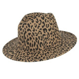 Wide Brim Leopard Wool Felt Fedora Hat