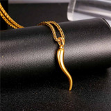 Stainless Steel Horn Pendant Chain Necklace Stainless Steel Horn Pendant Chain Necklace