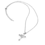Sterling Silver Cross and Heart Pendant with Crystals Necklace