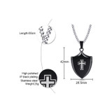 Polished Black Shield of Faith Cross Pendant and Silver Necklace Polished Black Shield of Faith Cross Pendant and Silver Necklace