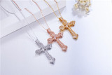 Bejeweled Crystal Sterling Silver Cross Pendant Necklace