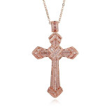 Bejeweled Crystal Sterling Silver Cross Pendant Necklace