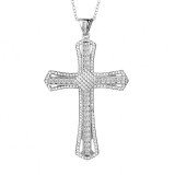 Sterling Silver Full Crystal Cross Pendant Necklace