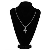 Metallic Ankh Pendant with Cubic Zirconia Crystals and Chain Necklace Metallic Ankh Pendant with Cubic Zirconia Crystals and Chain Necklace