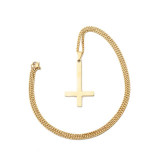 St. Peter’s Upside Down Stainless Steel Cross Pendant Necklace