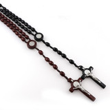 St. Benedict Jesus Cross Resin Beads Rosary Wooden Pendant Necklace