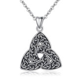 Black & Silver Trinity Celtic Knot Fashion Pendant Necklace