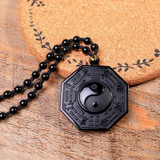 Black Obsidian Yin & Yang Crystal Stone Necklace