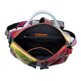 Multi-Color Yellow, Red, Brown and Pink Leather Sling Bag or Backpack for Girls