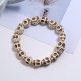 White Natural Stone Skull Beaded Bracelet