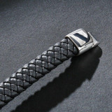 Black Braided Leather Stainless Steel Gothic Skull Bracelet Black Braided Leather Stainless Steel Gothic Skull Bracelet