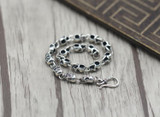 925 Sterling Silver Retro Skull Friendship Bangle Bracelet