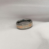 Tungsten with Meteorite Inlay Gold Arrow Wedding Band