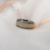 Tungsten with Meteorite Inlay Gold Arrow Wedding Band